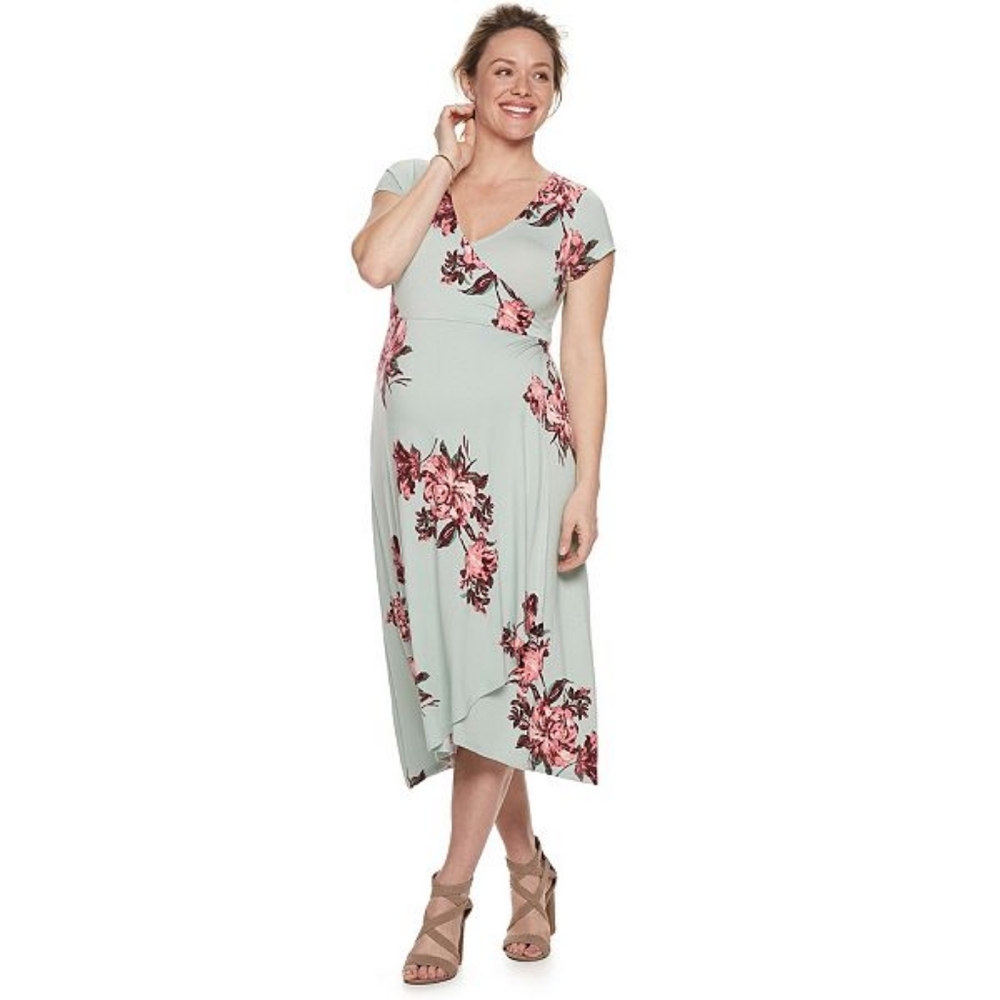 a:glow Faux Wrap Floral Maternity Dress
